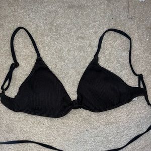 Hollister Black Ribbed Middle Knot Bikini Top Size XS